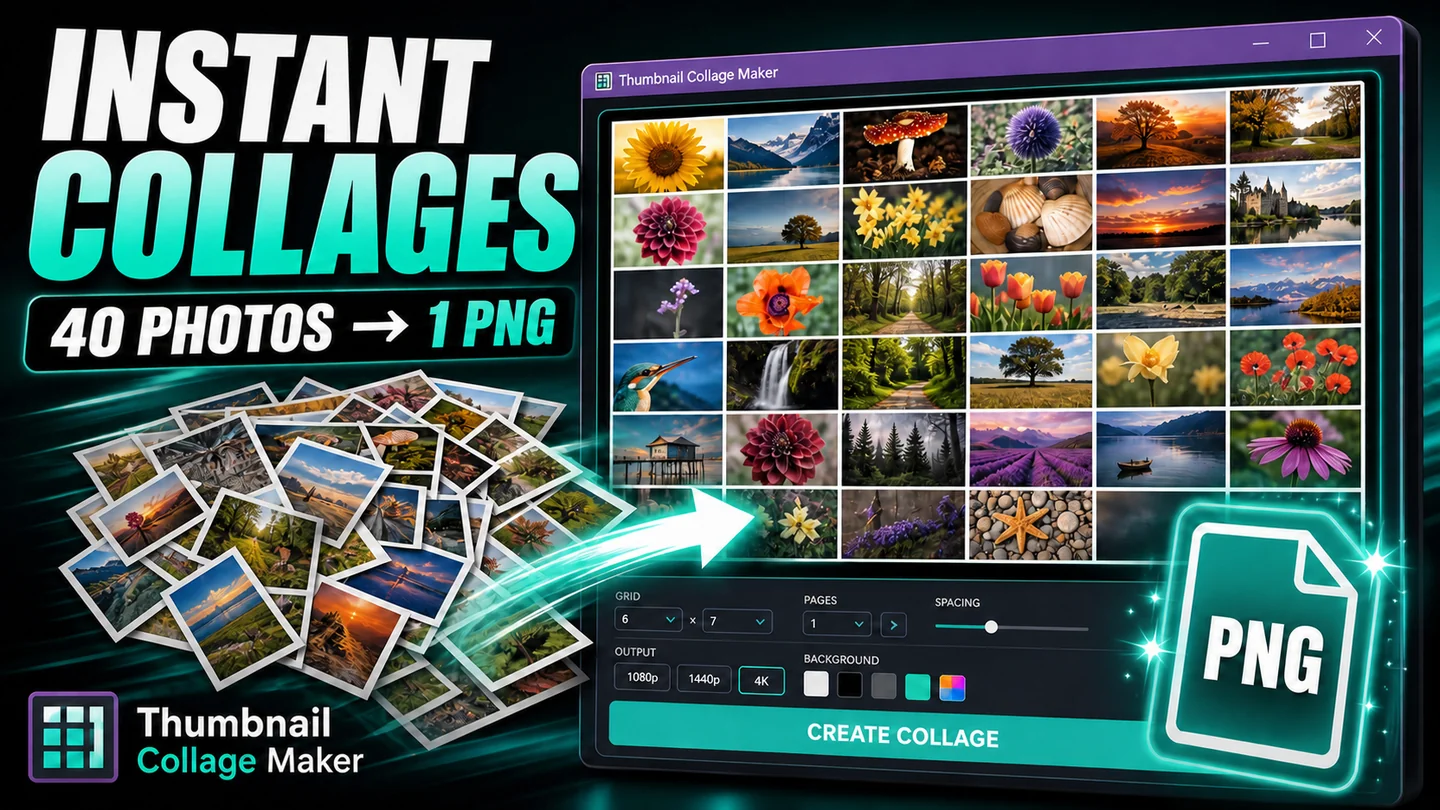 Watch the 30-second Thumbnail Collage Maker demo on YouTube
