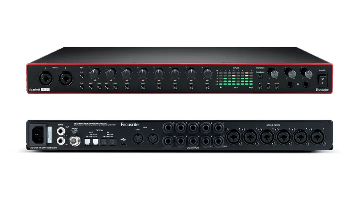 Focusrite Scarlett 18i20 rack-mount audio interface front panel